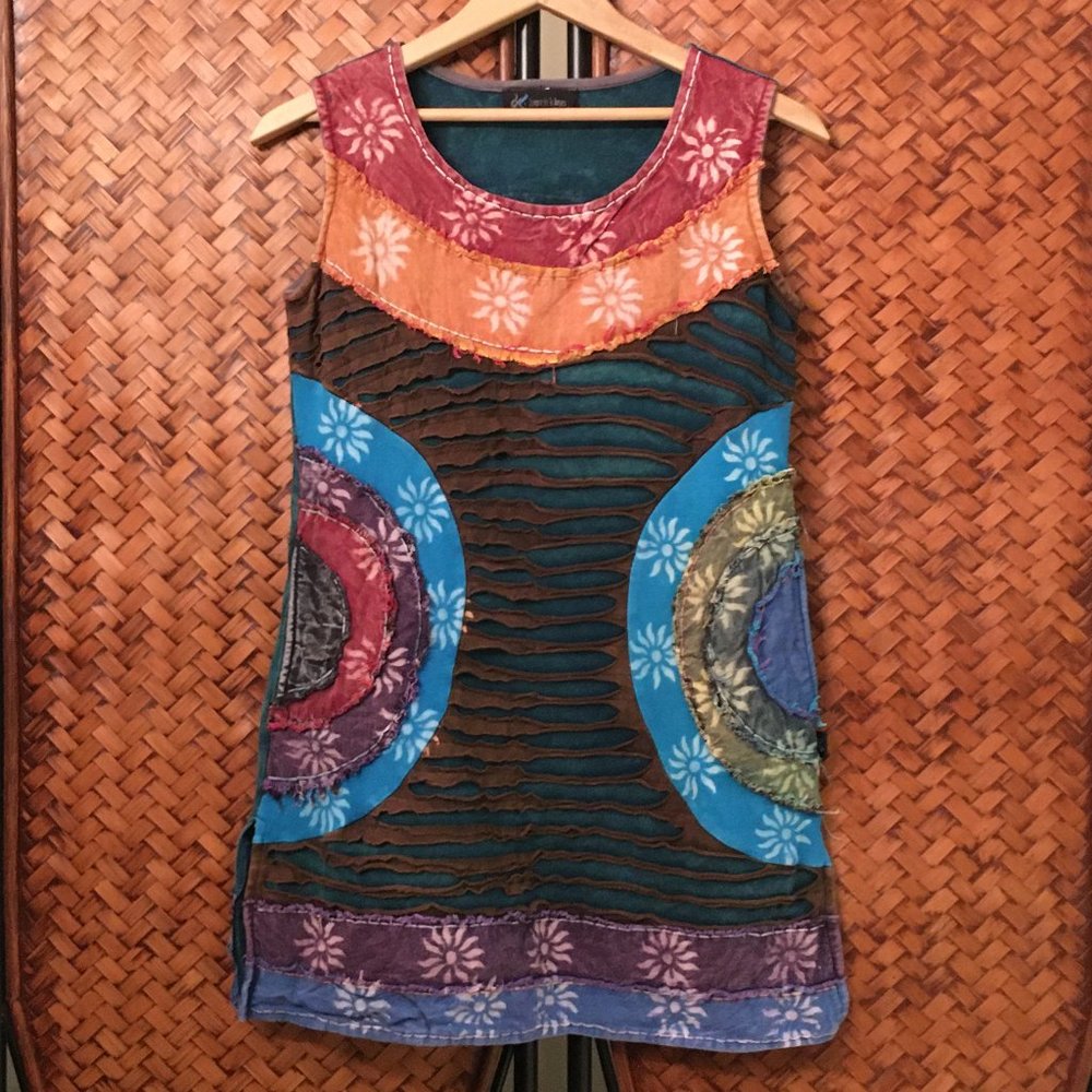 Leopards and Roses Fairy Grunge Floral Patchwork Tank Top S